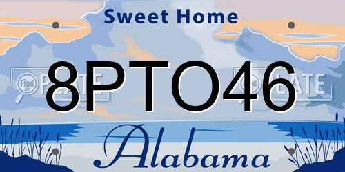 8PTO46 Alabama License Plate