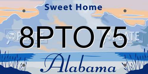 8PTO75 Alabama License Plate