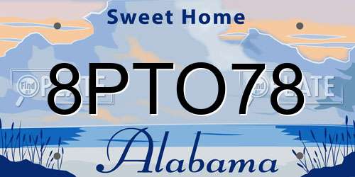 8PTO78 Alabama License Plate