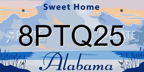 8PTQ25 Alabama License Plate