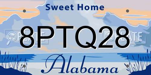 8PTQ28 Alabama License Plate