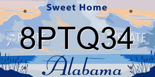 8PTQ34 Alabama License Plate