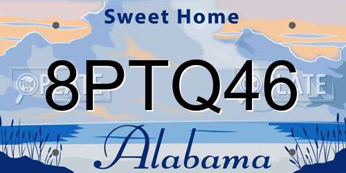 8PTQ46 Alabama License Plate