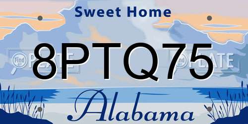 8PTQ75 Alabama License Plate