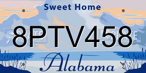 8PTV458 Alabama License Plate
