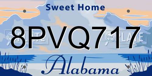 8PVQ717 Alabama License Plate