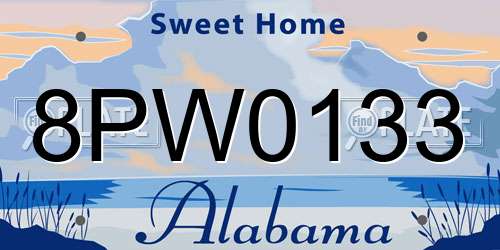8PW0133 Alabama License Plate