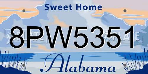 8PW5351 Alabama License Plate