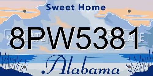 8PW5381 Alabama License Plate
