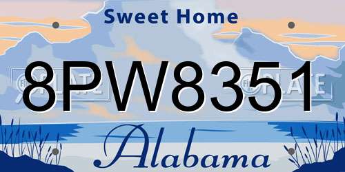 8PW8351 Alabama License Plate