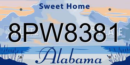 8PW8381 Alabama License Plate