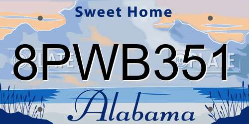 8PWB351 Alabama License Plate