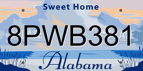 8PWB381 Alabama License Plate