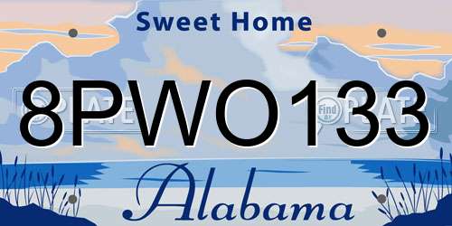 8PWO133 Alabama License Plate
