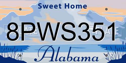 8PWS351 Alabama License Plate