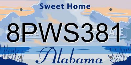 8PWS381 Alabama License Plate