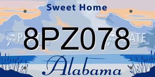 8PZ078 Alabama License Plate