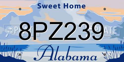 8PZ239 Alabama License Plate