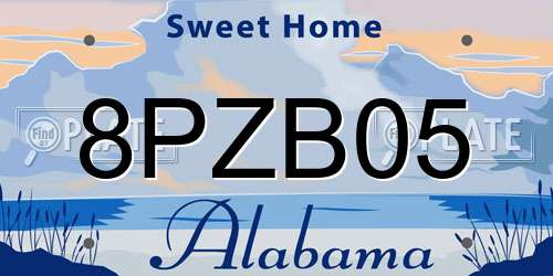8PZB05 Alabama License Plate