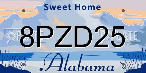 8PZD25 Alabama License Plate