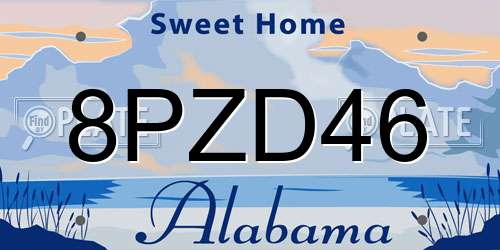 8PZD46 Alabama License Plate