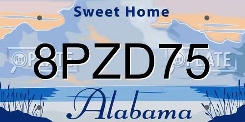 8PZD75 Alabama License Plate