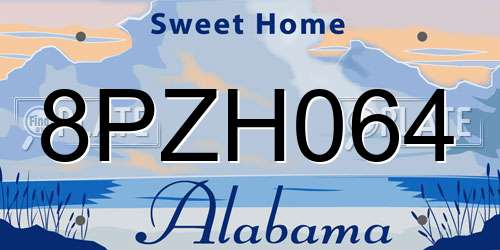 8PZH064 Alabama License Plate