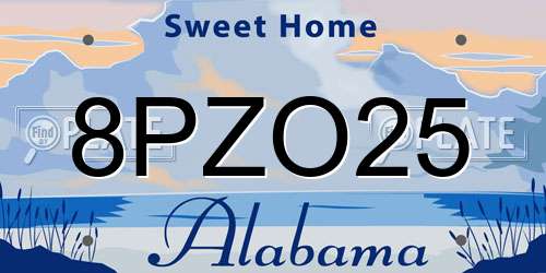 8PZO25 Alabama License Plate