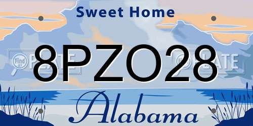 8PZO28 Alabama License Plate