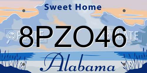 8PZO46 Alabama License Plate