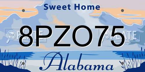 8PZO75 Alabama License Plate