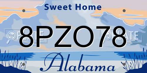 8PZO78 Alabama License Plate