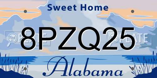 8PZQ25 Alabama License Plate