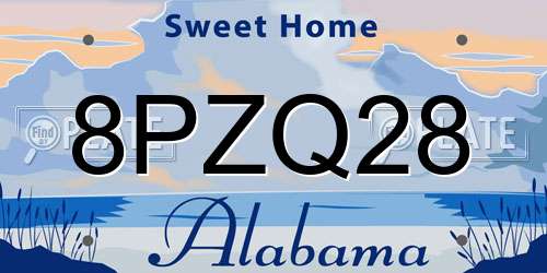 8PZQ28 Alabama License Plate