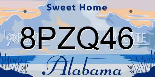 8PZQ46 Alabama License Plate