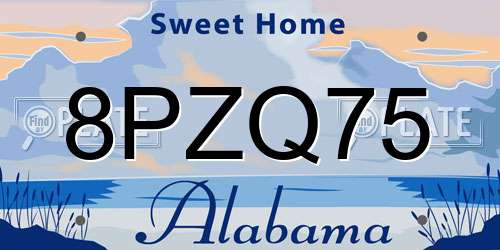8PZQ75 Alabama License Plate