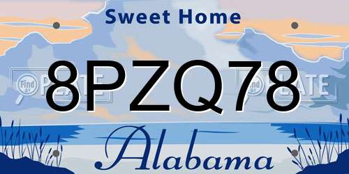 8PZQ78 Alabama License Plate