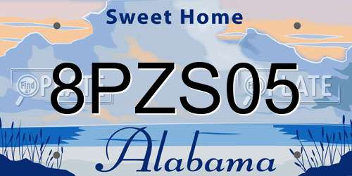8PZS05 Alabama License Plate