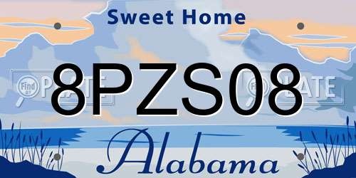 8PZS08 Alabama License Plate