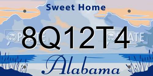 8Q12T4 Alabama License Plate