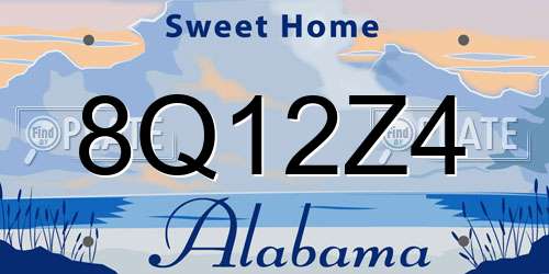 8Q12Z4 Alabama License Plate
