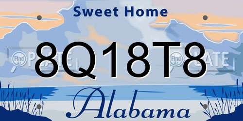 8Q18T8 Alabama License Plate