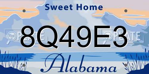 8Q49E3 Alabama License Plate
