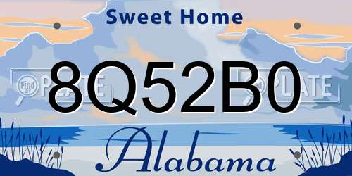 8Q52B0 Alabama License Plate