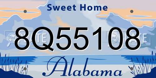 8Q55108 Alabama License Plate