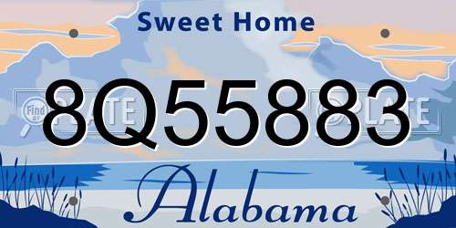 8Q55883 Alabama License Plate