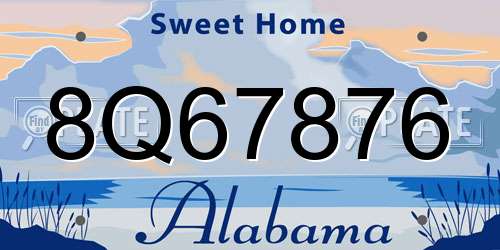 8Q67876 Alabama License Plate