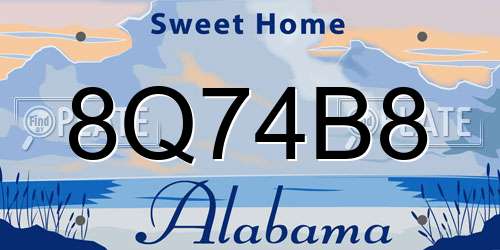 8Q74B8 Alabama License Plate
