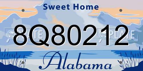 8Q80212 Alabama License Plate