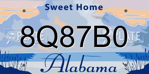 8Q87B0 Alabama License Plate